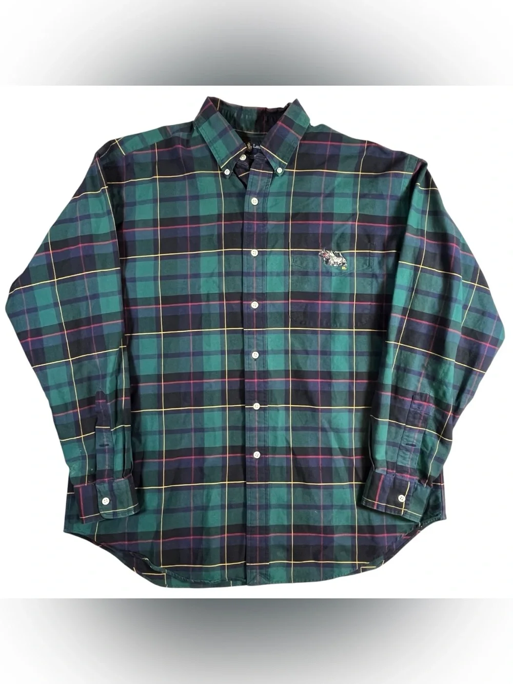 VTG Polo Ralph Lauren Tartan Scottie Dog Embroidered Blake Button Down Shirt L